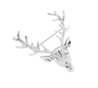 Ailan Retro Christmas Deer Head Shaped Long Horn Wedding Brooch Pins Nostalgic and Fashionable Metal Accessories