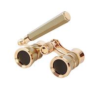Ailan Retro Opera Glasses Optical Binoculars Lens Theater Concert Metal Body Handle Telescope Delicate Camping Women Girls, Gold, Handle