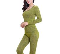 Ailan Thermal Underwear Suit Simple Style Ladies Clothes Accessory Winter Warm Clothing Bodies Warmer Warming Undershirt, Green