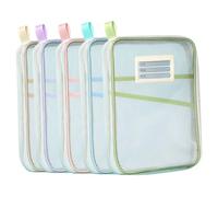 Ailan Three Layers Partition L Shaped Opening Mesh Document Pouches Practical Zipper File Wallets for Organizing Paper Information Bags Zip File Folders Practical