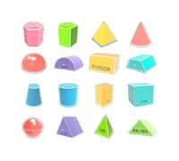 Ailan Transparent Geometric Manipulatives Elementary Beautiful Math Manipulative For Preschool 3D Shapes Geometric Solids Blocks Set Learning Toy 3D Shapes Solids Pattern Blocks Solid