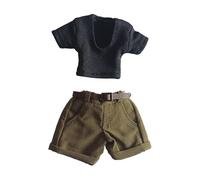 Ailan Trendsetting 6 Inch Female Figure Clothing with Belt Decor Coordinated Outfits Suit Choices for Doll Lovers 1:12 Action Figures Clothing T Shirt Shorts Set