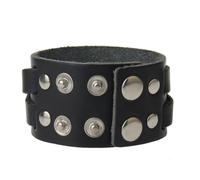 Ailan Two Layer Vintage Leather Wristband Multilayer Belt Bracelet With Snap Button Featuring Trendy For Nights Out Cross Belt Wide Leather Cuff Bracelet Bangle With Cross And Snap Button Buckle