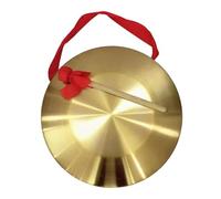 Ailan Unique Brass Copper Opera Gong Hand Gong Traditional Percussion Festivals Dances And Special Events Celebrating Traditional Festivals With Wood Mallet Hanging Ribbon, gold, 22cm