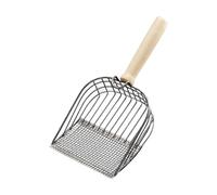 Ailan Versatile Cat Scooper Litter Trash Deep Container Managing Waste Of Small Pets And Easy Cleanup Kittens Metal Cats Litter Scoops With Ergonomic Long Handle, Silver, 13x28cm