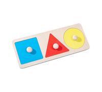 Ailan Wooden Grasping Board Toys Classic Educational Puzzles Preschool Learning Motor Skills Jigsaw Puzzles Shape Recognition Fun Play Educational Numbers Shape Recognition Toy, Three Holes Square