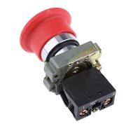 Ailan XB2-BS542 Push Button Mushroom Head Self-locking N C Contact Type Latching Rotary Stop Button Enhanced Mushroom Emergency Stop Push Rotary Switch