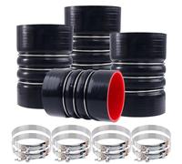 Ailbiuko 4 PCS Silicone Charge Air Cooler Hump Hose Boot Set 4" x 6" with stainless steel T Bolt Clamp,Air Intake and Intercooler CAC Hose Kit,4 inch ID Black