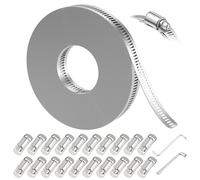 Ailbiuko Hose Clamps Assortment Kit,Worm Gear Duct Pipe Hose, 32.8FT 304 Stainless Steel Band Fittings Strap DIY Large Adjustable Metal Bolt with 20 Fasteners Screw for Plumbing Auto Tube Fuel Line