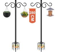 AILBTON 2PCS 2.8m Shepherds Crook Hooks, Adjustable Height Shepherds Hooks with 5 Prong Base, Metal Border Hook for Garden Lights, Lanterns, Plant Baskets
