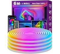 AILBTON 6m Led Neon Rope Lights,Flexible Led Rope Lights,Control with App/Remote,Multiple Modes,IP65 Outdoor RGB Neon Waterproof,Music Sync Gaming Strip Lighting for Bedroom Indoor