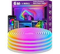 AILBTON 6m LED Neon Rope Lights with App/Remote Control, Flexible Design for Bedroom and Outdoor Use,Music Sync & Multiple Modes,Waterproof IP65 RGB Neon Strip Lights