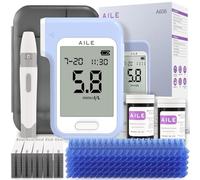 AILE Blood Glucose Monitor Kit, Blood Sugar Monitor, 50 Test Strips, 50 Lancets, 1 Low Pain Lancing Device, Diabetes Testing Kit, Portable Blood Sugar Test Kit, Glucometer Kit for Home (A606)