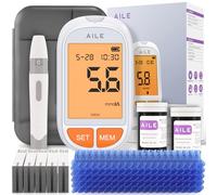 AILE Blood glucose Monitor Kit for Diabetes: Blood Sugar Meter Test Kit Test Strips x 50 and Low Pain Lancing Devices x 50 for Home Use Testing Monitoring with Vioce Broadcast (A601 (50 Kit))