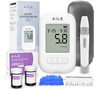 AILE Blood Glucose Test Kit for Diabetes: 100 Glucometer Strips, 100 Lancets, 1 Meter for Home Use Portable Blood Sugar Monitor Testing Kits Diabetics Meter - UK Glucometer (W33)