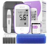 Blood Glucose Test Kit for Diabetes: AILE Blood Sugar monitor testing Kits Diabetics Meter For Home Use Test Strips x 50 and Low Pain Lancing Devices x 50 Testing Monitoring 5 Seconds Accurate Machine