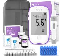 AILE Blood Sugar Monitor Testing Kits Diabetics Meter For Home Use Test Strips x 100 and Low Pain Lancing Devices x 100 Testing Monitoring 5 Seconds Accurate Machine