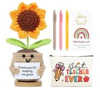 Aileam Teacher Appreciation Gifts 6PCS Gifts for Teacher Makeup Bags Survival kit Sunflower Bookmark Pen Thank You Gifts, Teacher Gift Set A, Teacher Gift Set a