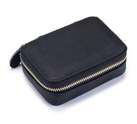 Aileder Lipstick Case with Mirror Leather Zipper Lipstick Holder Box Small Travel Makeup Organiser Cosmetic Storage Kit for Women Girls (Black)