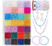 Aileem Pearl Beads Bracelet Making Kit, 1960pcs Colorful Plastic & Resin Pearls, Dyed Faux Spacer Beads for Jewelry DIY Crafts
