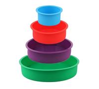 AILEHOPY Silicone Round Cake Pans Set, 4 Pcs (4"/6"/8"/10") extra thick Nonstick Leakproof Round Deep Cheesecake Pans, Layer Baking Pans Cake Tins Set for Birthday Wedding Tier Cake