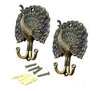 Ailejia 1Pair Peacock Curtain Holdbacks Zinc Alloy Wall Hook Hanging Ball Straps Wall Mounted Curtain (bronze)