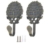 Ailejia 2pcs Curtain Holdbacks Decorative Wall Mounted Drapery Tieback Holders Metal Decorative Curtain Holdbacks with Screws Decorative Window Drapery Holder Curtain Hooks (Bronze)