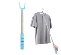 Ailelan Closet Hook Pole, Telescopic Pole for Hanging Clothes, Space Saving 31-101cm U-Shaped Long Reach Telescopic Hook for Wardrobe, Closet, Clothes Line, Hanger, Balcony Laundry, Blue