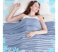 Ailemei Direct Cooling Blanket for Hot Sleepers,Double Sided Cold Effect,Lightweight Breathable Summer Blanket for Couch,Transfer Heat to Keep Body Cool for NightSweats Menopause,229×229cm,Blue