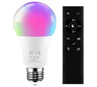 AILEMING E27 RGBCW LED Bulb with a 2.4GHz Remote Control, A60 12W 1000lm Color Changing Smart Light Bulb for Bderoom, Mood Soothing,AC110-240V 100W Equivalent,Dimmable 3000-6500K,1 Bulb & Remote