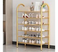 AILEMIY Simple Shoe Rack Storage Shelves,Multi-Layer Tier Shoes Rack Organizer,Adjustable Metal Shoe Shelf,Shoe Racks For Entryway,Rustic Black And Gold