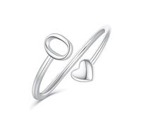 Ailetop initial rings heart shape for women, gold plated, stackable ring for women, adjustable rings for women, cute heart initials rings for women, Stackable, Brass, Gold, Silver, No gemstones