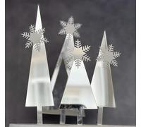 AILEXI Acrylic Glitter Cake Decorating Toppers - 4 Silver Trees & 4 White Snowflake A505
