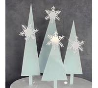 AILEXI Acrylic Glitter Cake Decorating Toppers - Glitter 4 LightBlue Trees & 4 White Snowflake A507