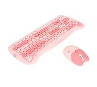 Ailgely 2.4G Wireless Keyboard Mouse Set, Black Technology, Long Battery Life, Ergonomic Design, Fits Desktops Laptops, OS X Compatible with Cute Cat Shape Design (Pink mixed color)