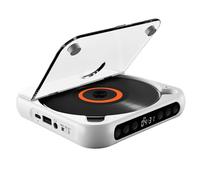 Ailgely CD Player, Portable BT Music Player CD Runner with Cover 6 Modes A-B Repeat Timer Remote Control External Playback Function for Home Desktop (White)