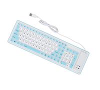 Ailgely Foldable Silicone Keyboard Mute USB Wired for PC Laptop Portable (Blue)