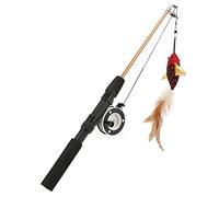 Ailgely Funny Cat Stick Realistic Flexible Interactive Pulley Telescopic Fishing Rod Cat Toy (Red fish + fishing rod)