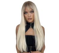 Ailgely Glueless Long Human Hair Wig with Breathable Wig Cap Easy to Wear for Various Occasions (Grey A)
