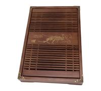 Ailgely Kungfu Tea Tray, Wood Tea Table with Drain Pipe, Large Capacity for Orchard Pattern, Handmade Sturdy Tea Serving Tray (Light)