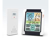 Ailgely Weather Station with Outdoor Sensor Wireless Thermometer Hygrometer Digital Weather Forecast Station Clock Atomic Alarm Clock with Colourful Touch Screen Adjustable Backlight