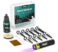 Ailiaili Fishing Rod Tip Repair Kit, Complete Supplies for Fishing Pole Tip Replacement with 10 Sizes Top Eyelets, Glue, UV Flashlight, Wrapping Thread, Easy & Quick Repair Broken Fishing Rod Tip