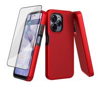 Ailiber Case for BLU View Speed Ultra 5G, BLU B1660V Cell Phone Case, with Screen Protector, Dual Layer Shockproof Silicone Protective Bumper, Non Slip Back, Heavy Duty Rugged Phone Cover-Red
