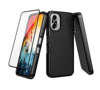 Ailiber for TCL K70 5G Case, with Screen Protector, Dual Layer Hybrid Protection, Hard PC Non-Slip Back & Soft Silicone Bumper, Shockproof Rugged Slim Cell Phone Cover-Black