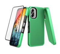 Ailiber for TCL K70 XE Case with Screen Protector, Dual Layer Hybrid Protection, Hard PC Non-Slip Back & Soft Silicone Bumper, Slim Rugged Cell Phone Cover-Green