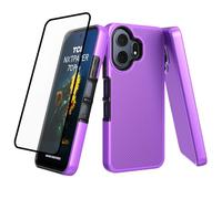 Ailiber for TCL NxtPaper 70 Pro Case, with Screen Protector, Dual Layer Shockproof, Silicone Bumper Non Slip Back, Military Grade Protective Rugged Cell Phone Cover-Purple