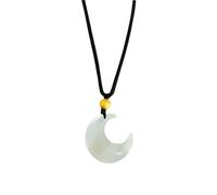 Ailiessy Half Moon Pendant Necklace White Moonstone Crescent Necklace Nature Stone Ox Horn Necklace for Men Women Ethnic Jewelry Gift, Opal, No Gemstone