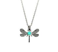 Ailiessy Luminous Dragonfly Necklace Blue Green Dragonfly Pendant Glow In The Dark Insect Necklace for Women Men Vintage Holiday Jewelry, Cubic Zirconia, No Gemstone
