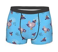 Ailietra Men's Print Boxer Briefs, Bluish Pigeons Novelty Boxer Shorts, Funny Gift for Men L