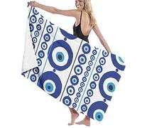 Ailietra Microfiber Beach Towel Oversized, Blue Greek Evil Eye Women Bath Towel, Large Beach Towel for Adults,Beach Towel for Travel Bath Yoga 32 x 52 Inch, 80 x 130 cm